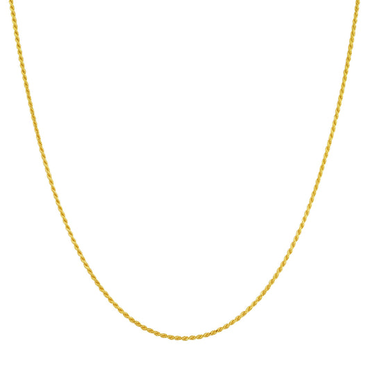 14k Gold over Sterling Silver Vermeil Rope Chain Necklace - Gem Avenue