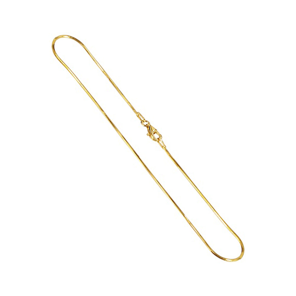14k Gold Over 925 Sterling Silver 1mm Snake Chain Vermeil Necklace