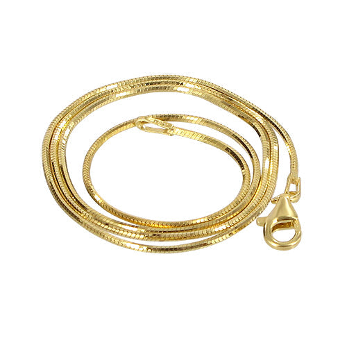 14k Gold Over 925 Sterling Silver 1mm Snake Chain Vermeil Necklace