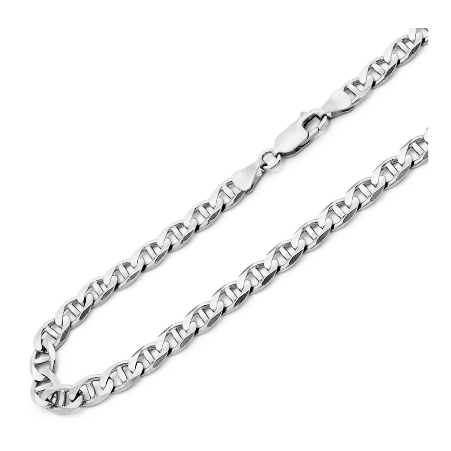 Italian 925 Sterling Silver 3mm Solid Wide Anchor Link Chain Necklace