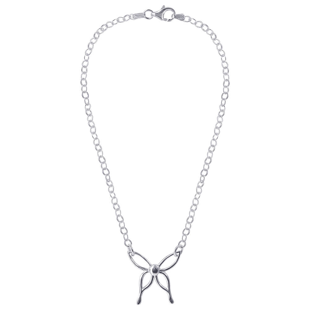 925 Sterling Silver Polished Finish Butterfly Pendant Chain Necklace - Gem Avenue