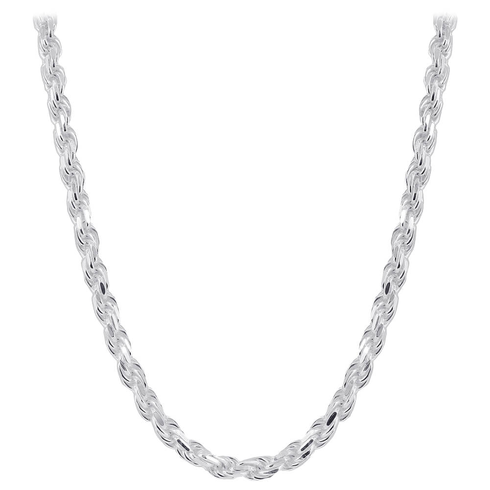 Italian 925 Sterling Silver Faceted Cut Rope Chain Necklace - Gem Avenue