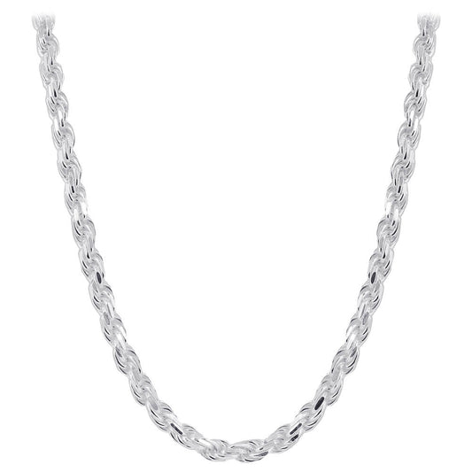 Italian 925 Sterling Silver Faceted Cut Rope Chain Necklace - Gem Avenue