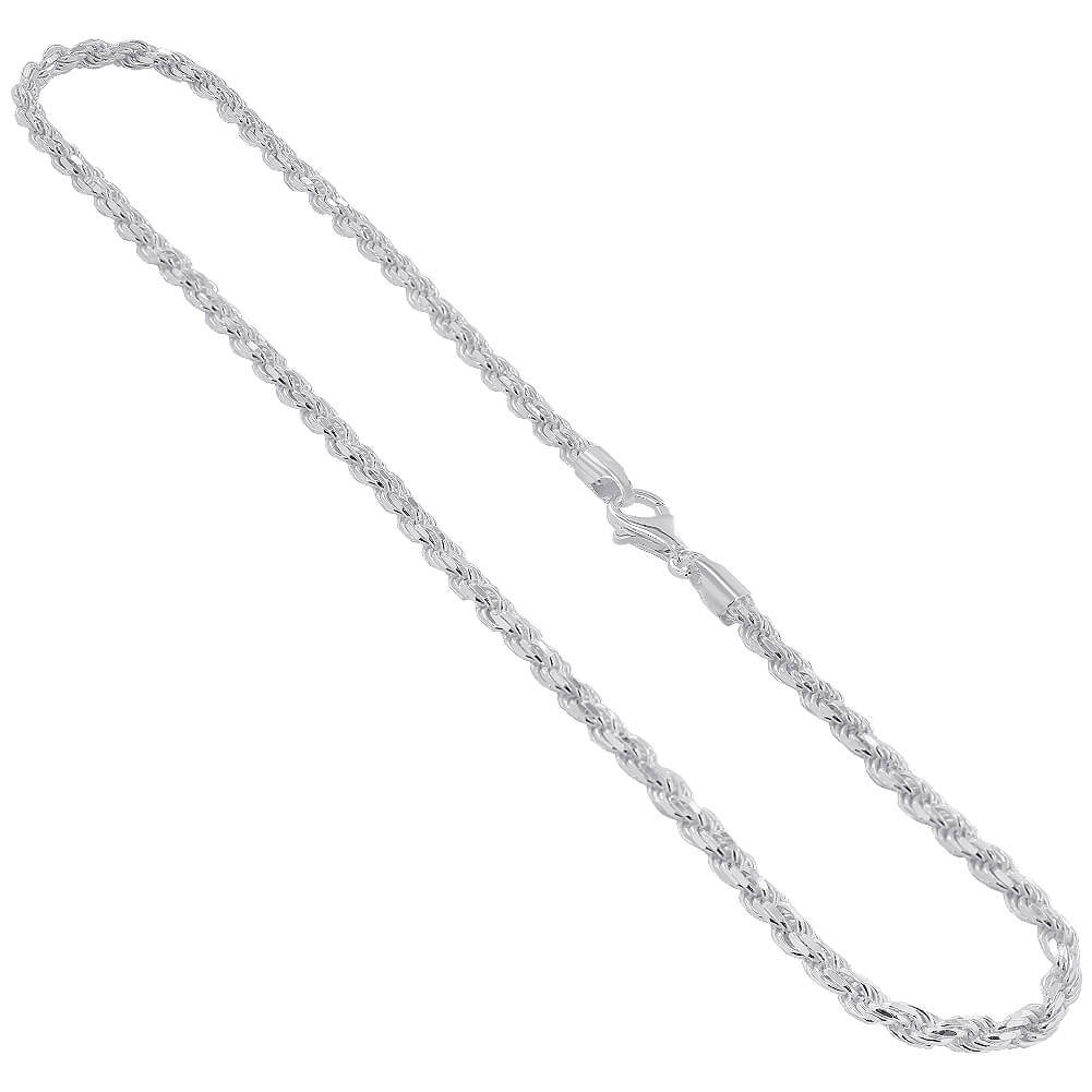 Italian 925 Sterling Silver Faceted Cut Rope Chain Necklace - Gem Avenue