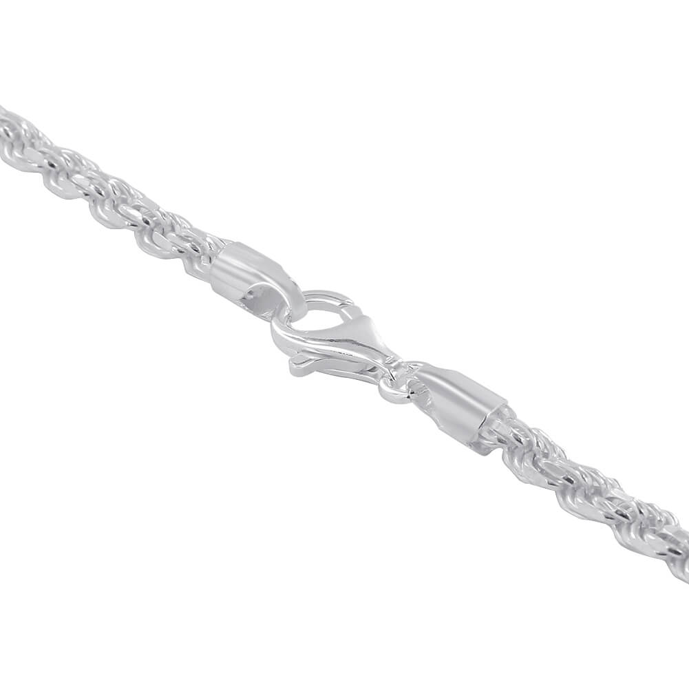 Italian 925 Sterling Silver Faceted Cut Rope Chain Necklace - Gem Avenue