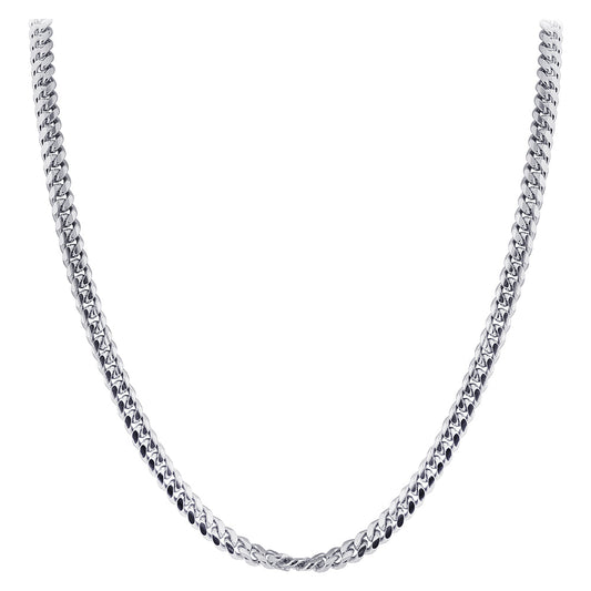 925 Sterling Silver with Rhodium Plating 4mm Curb Cuban Chain Necklace