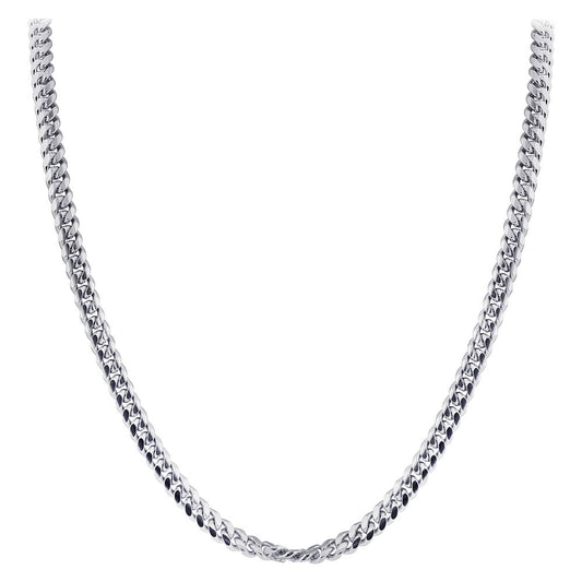 925 Sterling Silver with Rhodium Plating Curb/Cuban Chain Necklace - Gem Avenue
