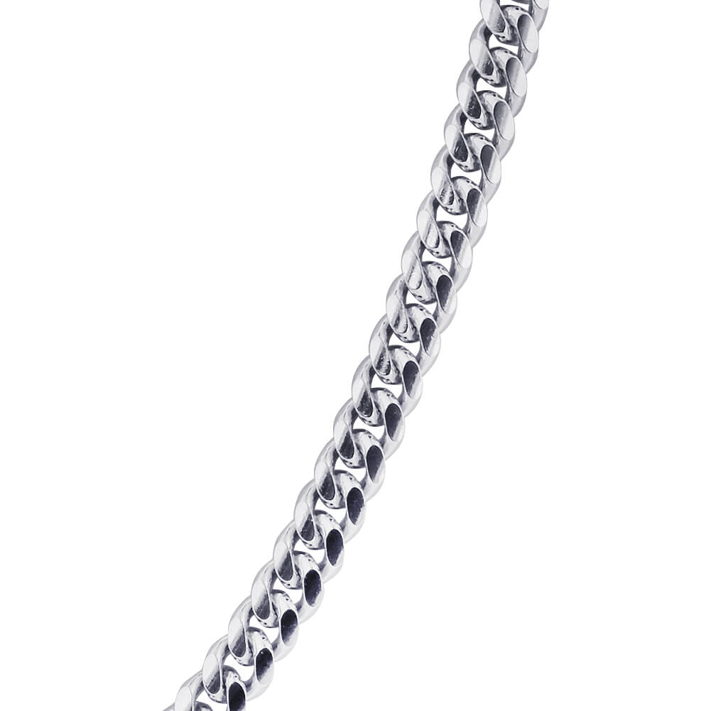 925 Sterling Silver with Rhodium Plating Curb/Cuban Chain Necklace - Gem Avenue