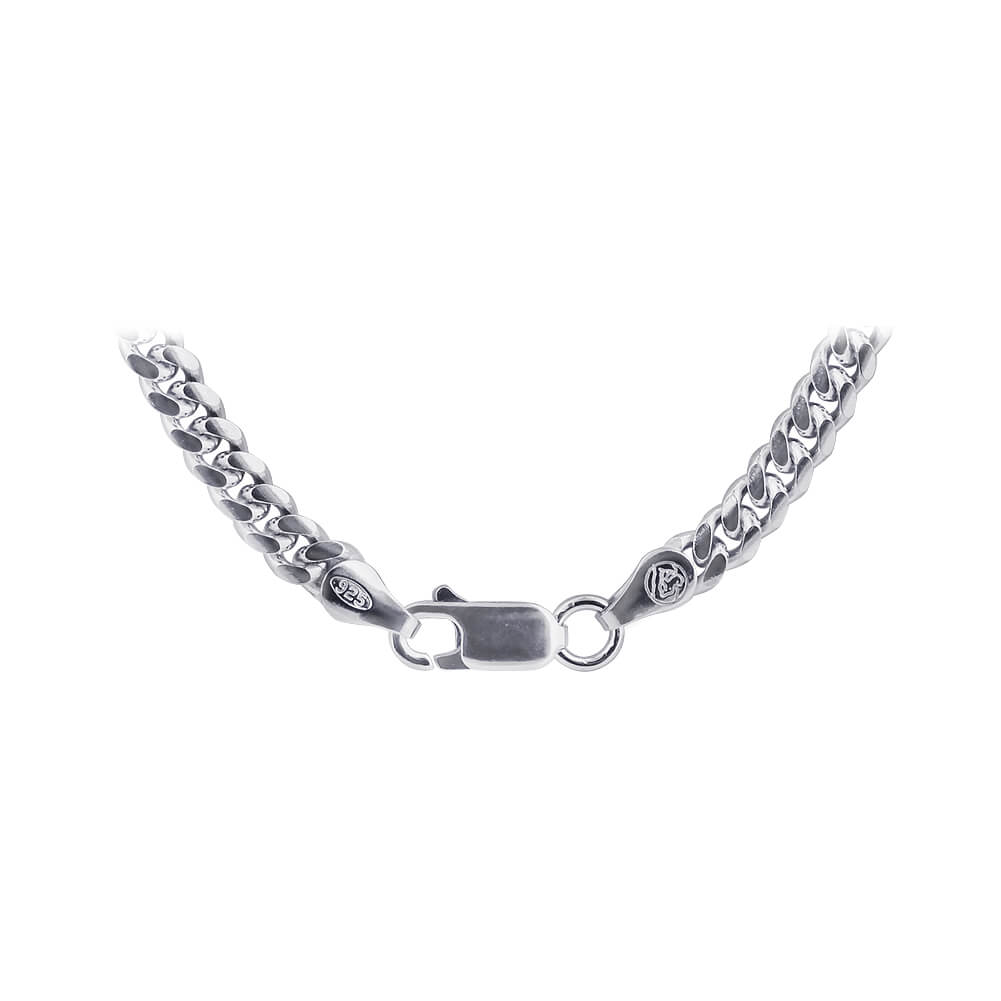 925 Sterling Silver with Rhodium Plating Curb/Cuban Chain Necklace - Gem Avenue