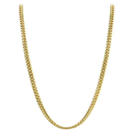 Gold Plated Italian 925 Sterling Silver Vermeil Curb/Cuban Chain Necklace - Gem Avenue