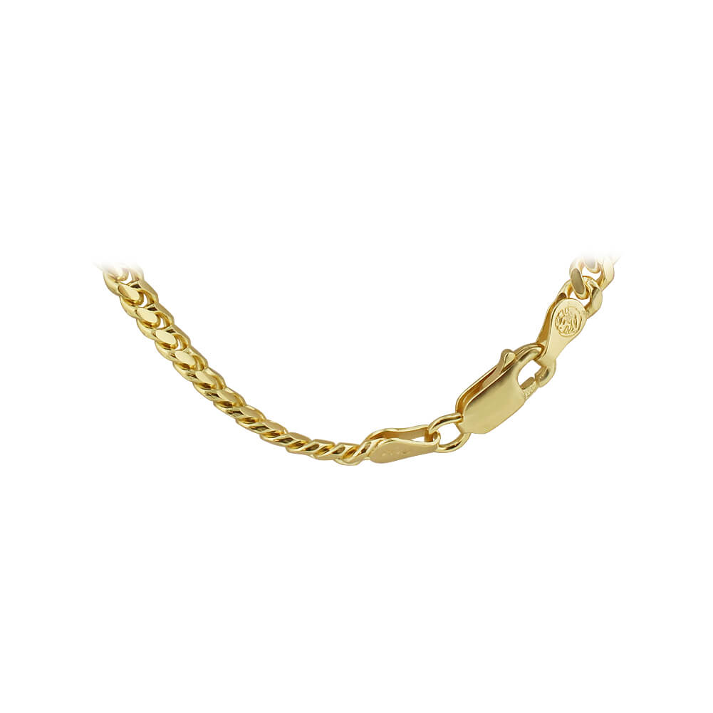 Gold Plated Italian 925 Sterling Silver Vermeil Curb/Cuban Chain Necklace - Gem Avenue
