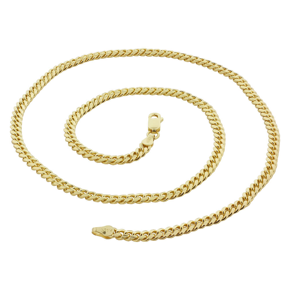 Gold Plated Italian 925 Sterling Silver Vermeil Curb/Cuban Chain Necklace - Gem Avenue