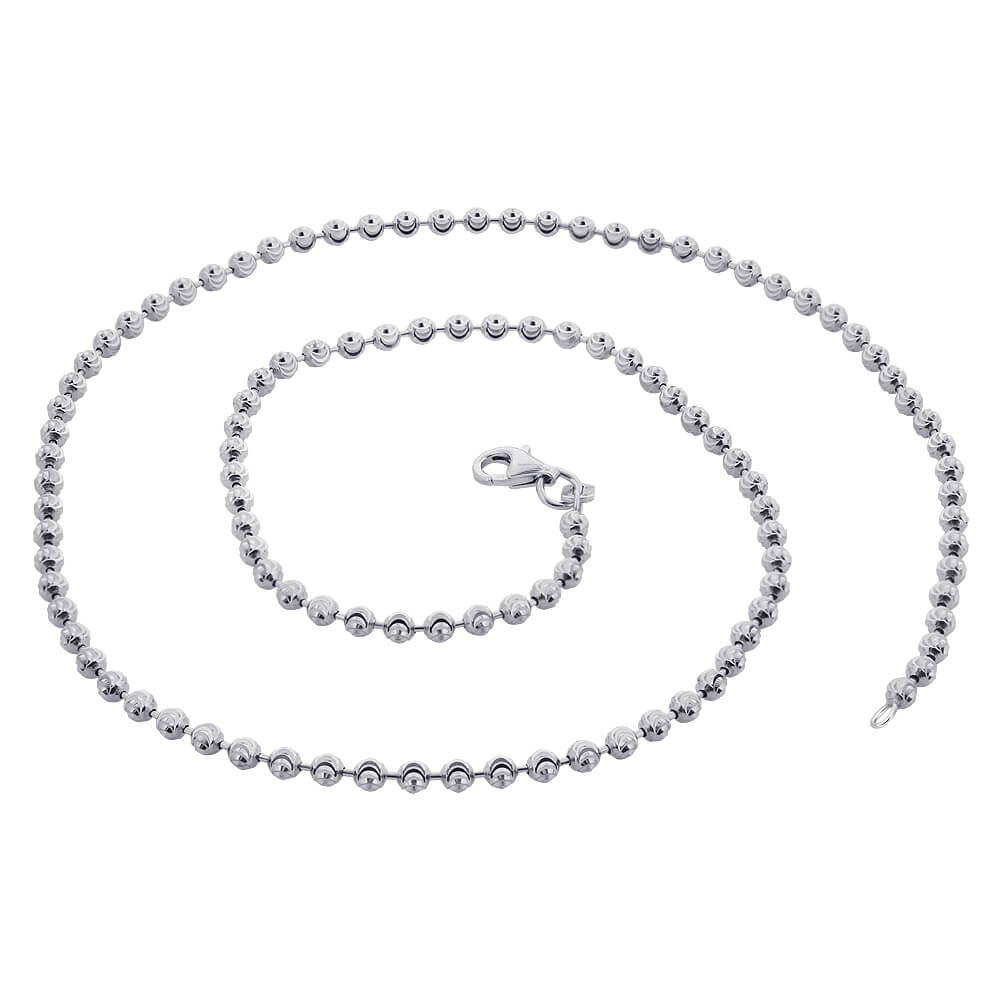 Italian 925 Sterling Silver Rhodium plated Moon Design Chain Necklace - Gem Avenue