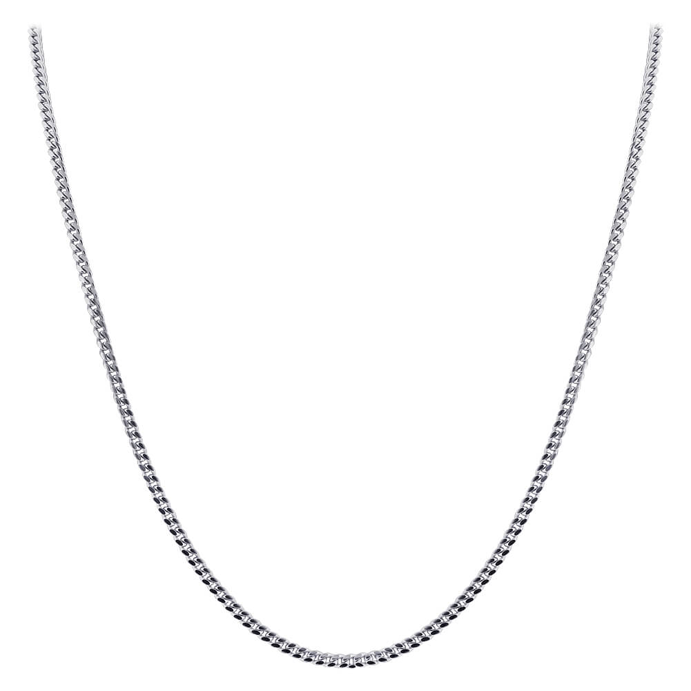 925 Sterling Silver with Rhodium Plating Curb/Cuban Chain Necklace - Gem Avenue