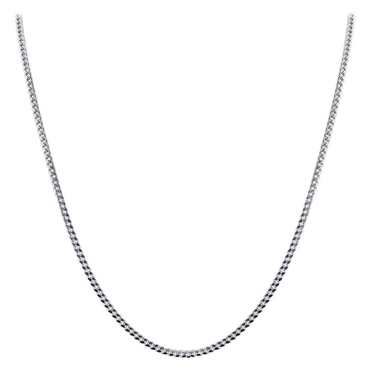 925 Sterling Silver with Rhodium Plating Curb/Cuban Chain Necklace - Gem Avenue