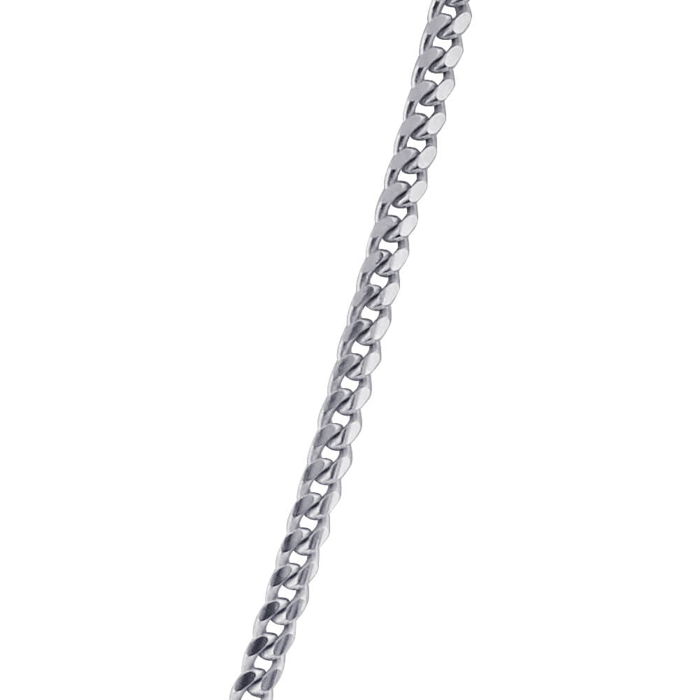 925 Sterling Silver with Rhodium Plating Curb/Cuban Chain Necklace - Gem Avenue