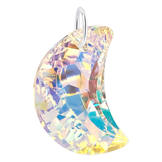 .925 Sterling Silver Pendant with Half Moon Shape Austrian Crystal