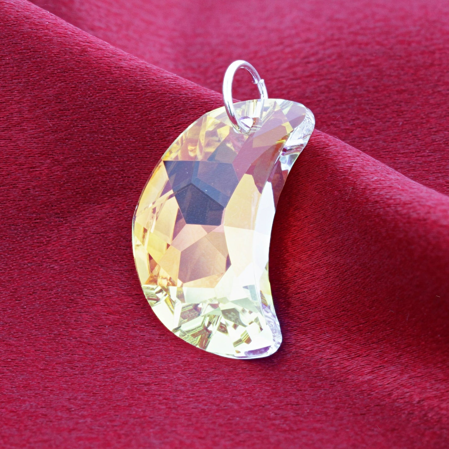 .925 Sterling Silver Pendant with Half Moon Shape Austrian Crystal