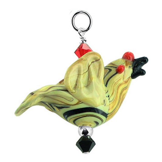 Blown Glass with Austrian Crystal Sterling Silver Charm Pendant - Gem Avenue