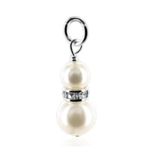 White Simulated Pearl 925 Sterling Silver Charm Pendant - Gem Avenue