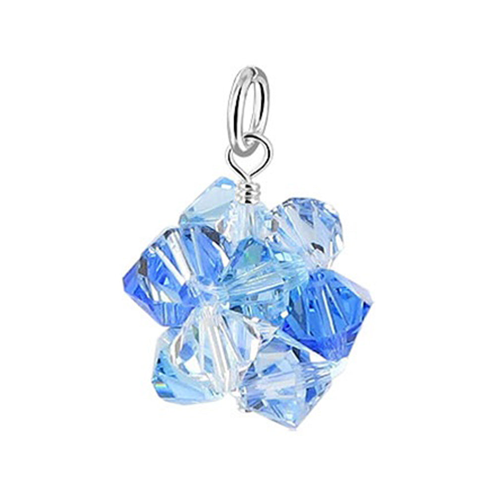.925 Sterling Silver Bicone Crystal Pendant