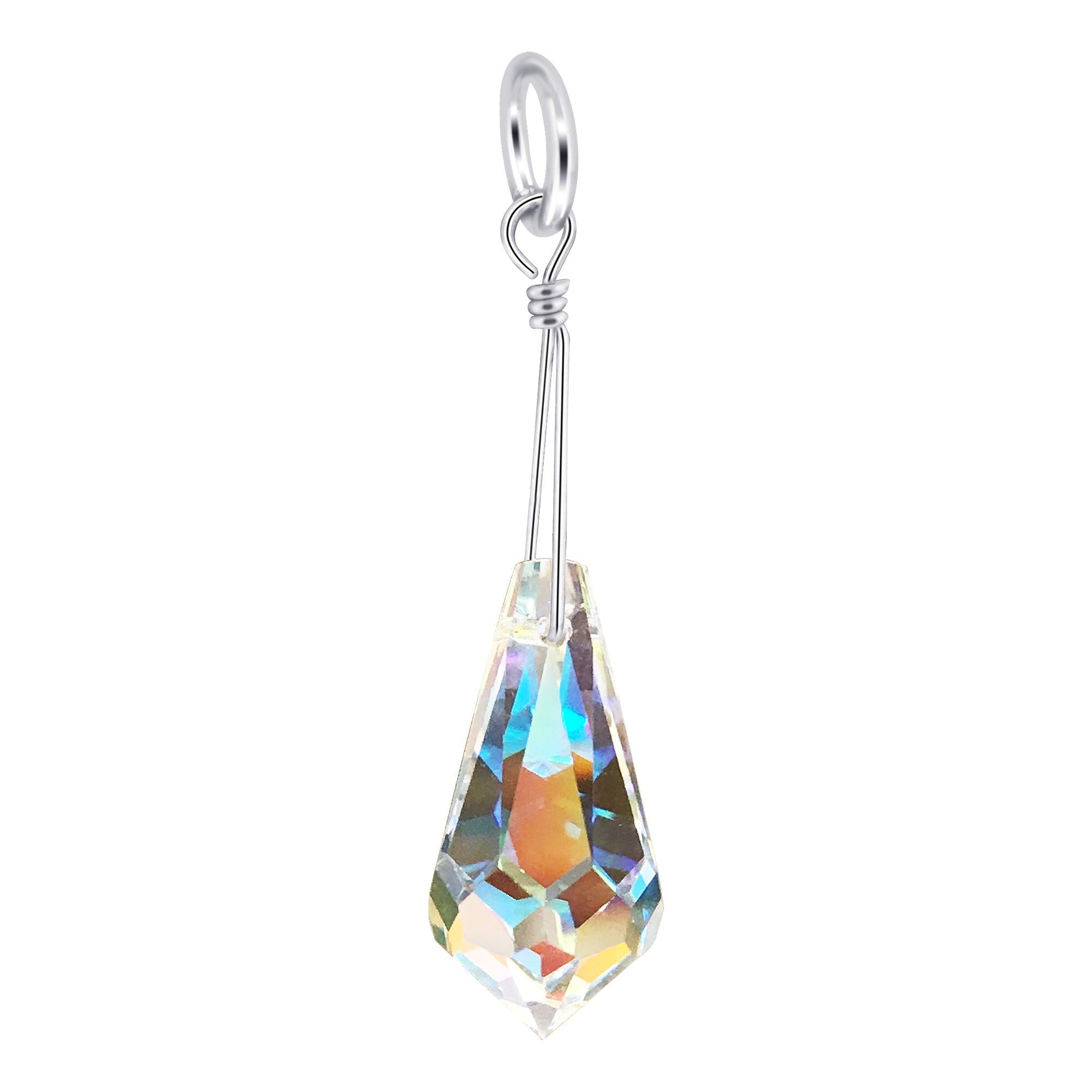 Teardrop Clear AB Austrian Crystals 925 Sterling Silver Charm Pendant - Gem Avenue