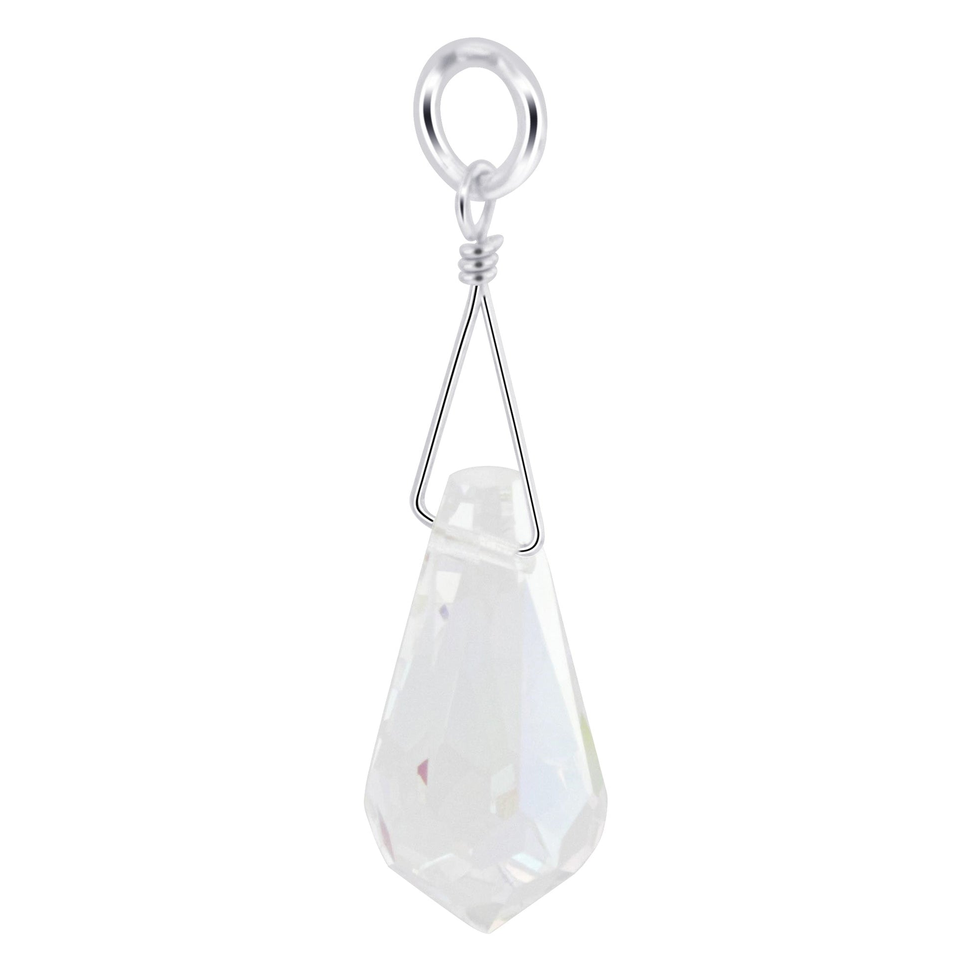 Teardrop Clear AB Austrian Crystals 925 Sterling Silver Charm Pendant - Gem Avenue