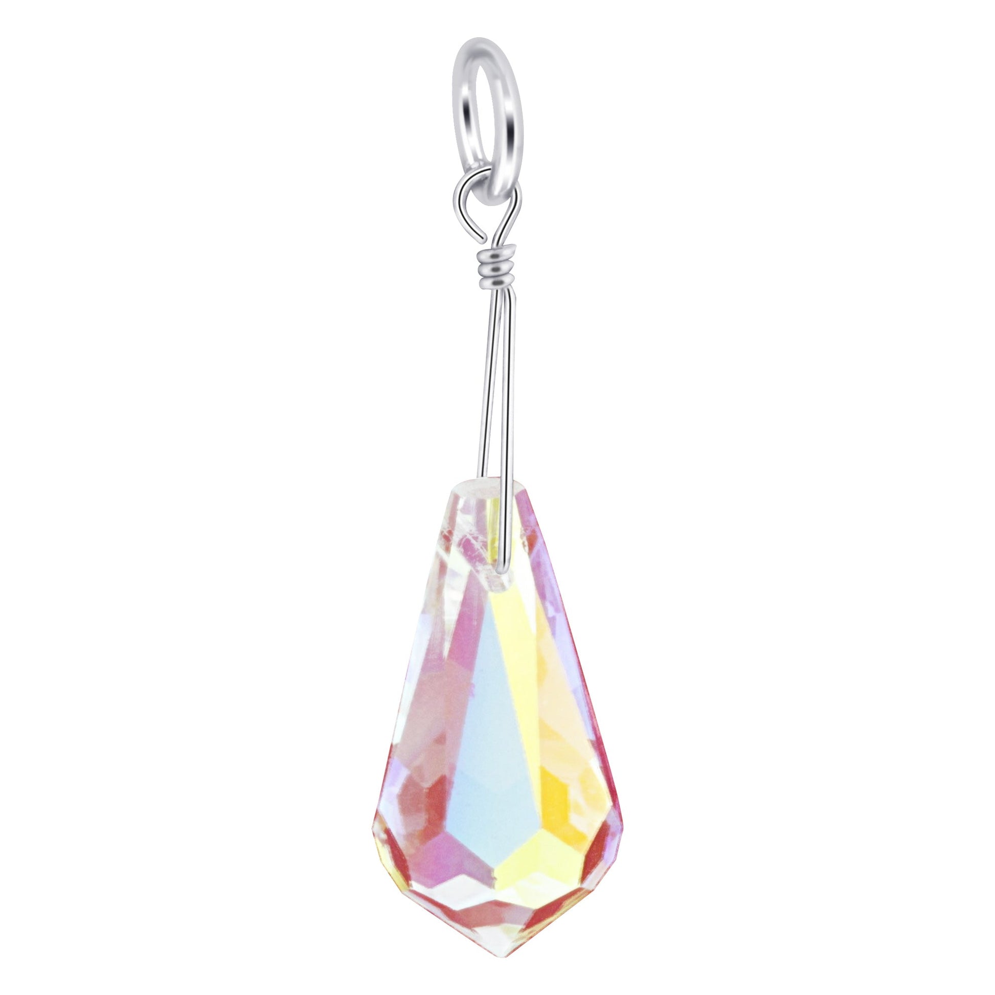 Teardrop Clear AB Austrian Crystals 925 Sterling Silver Charm Pendant - Gem Avenue