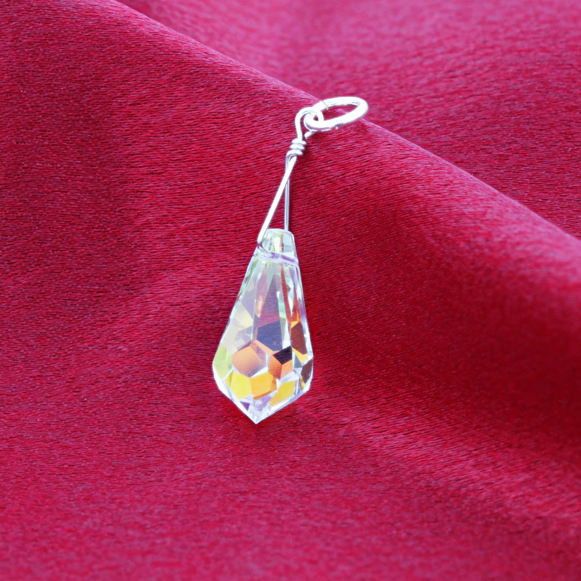 Teardrop Clear AB Austrian Crystals 925 Sterling Silver Charm Pendant - Gem Avenue