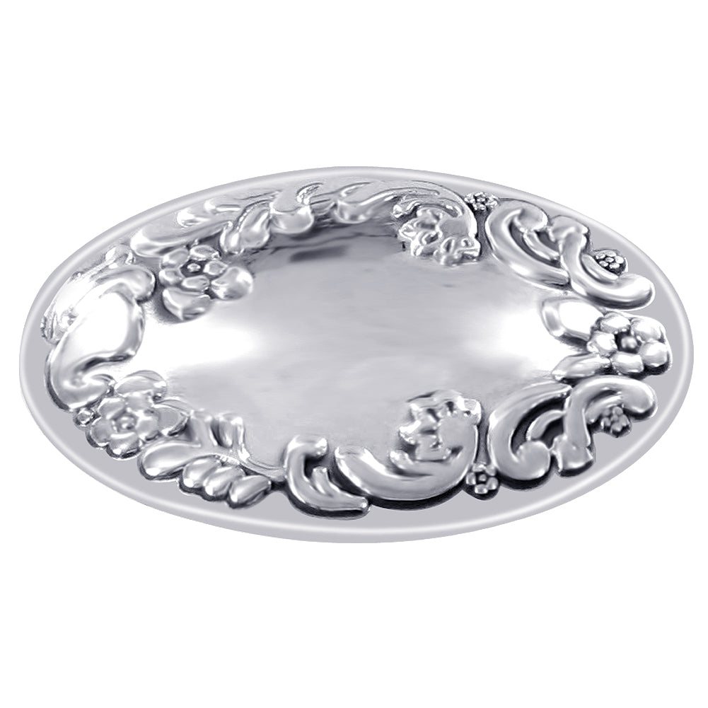 Oval Floral Design Polished 925 Sterling Silver Slide Pendant - Gem Avenue