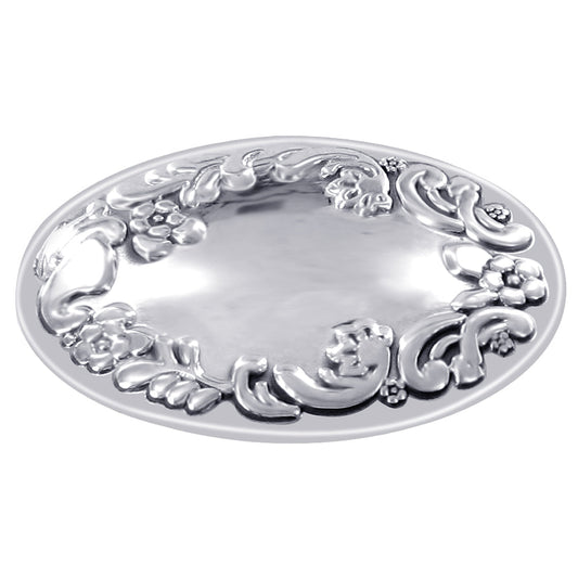 Oval Floral Design Polished 925 Sterling Silver Slide Pendant - Gem Avenue