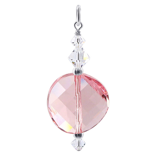 .925 Silver Charm Pendant with Faceted and Bicone Austrian Crystals