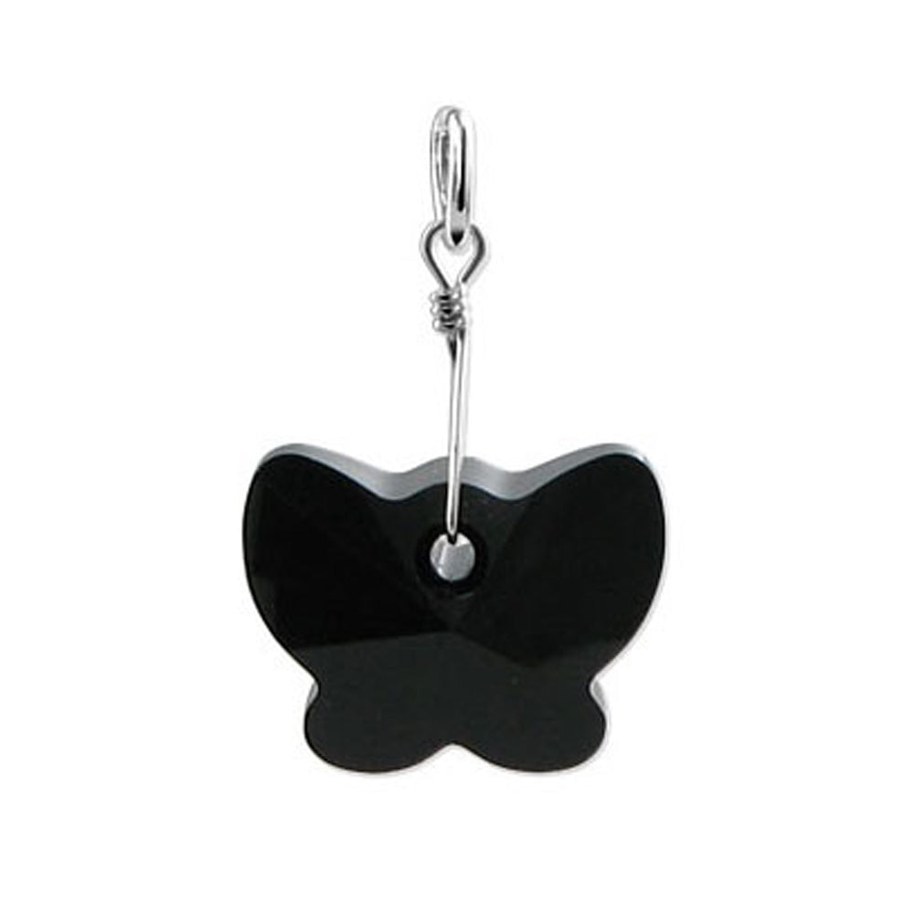 .925 Sterling Silver Pendant with Butterfly Shape Austrian Crystals
