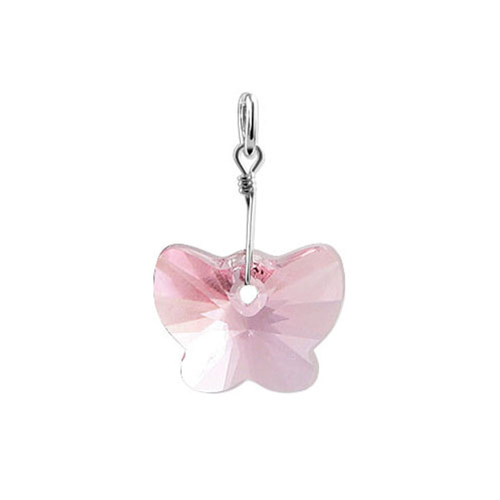 .925 Sterling Silver Pendant with Butterfly Shape Austrian Crystals