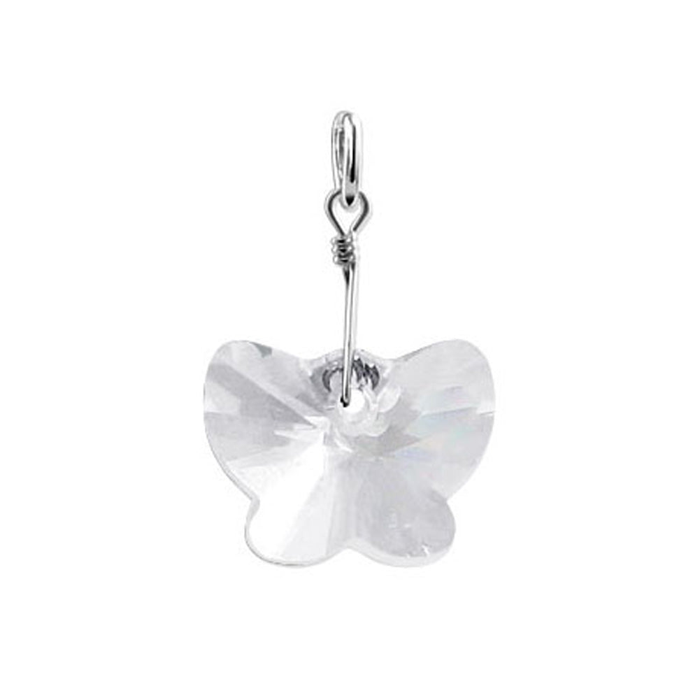 .925 Sterling Silver Pendant with Butterfly Shape Austrian Crystals
