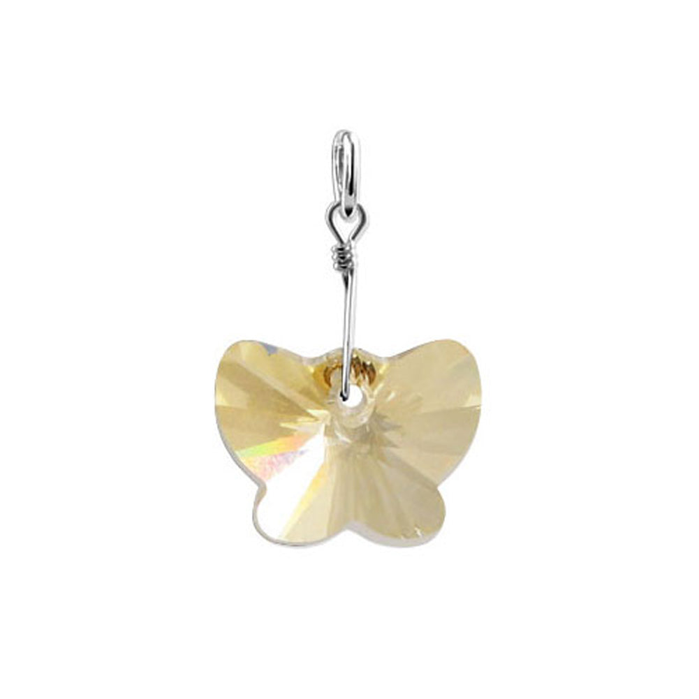 .925 Sterling Silver Pendant with Butterfly Shape Austrian Crystals