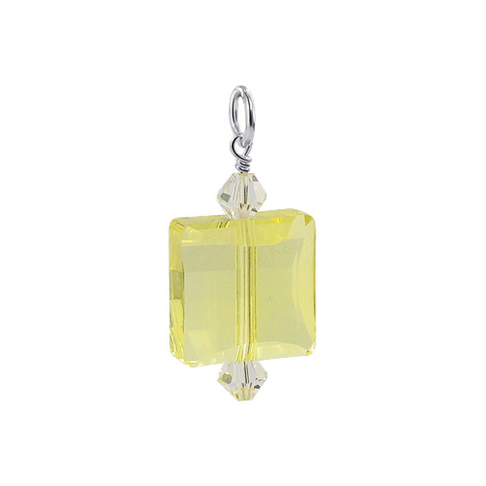 925 Sterling Silver Pendant Necklace for Women with Multifaceted Square Austrian Crystals Elegant Birthstone Jewelry Gift