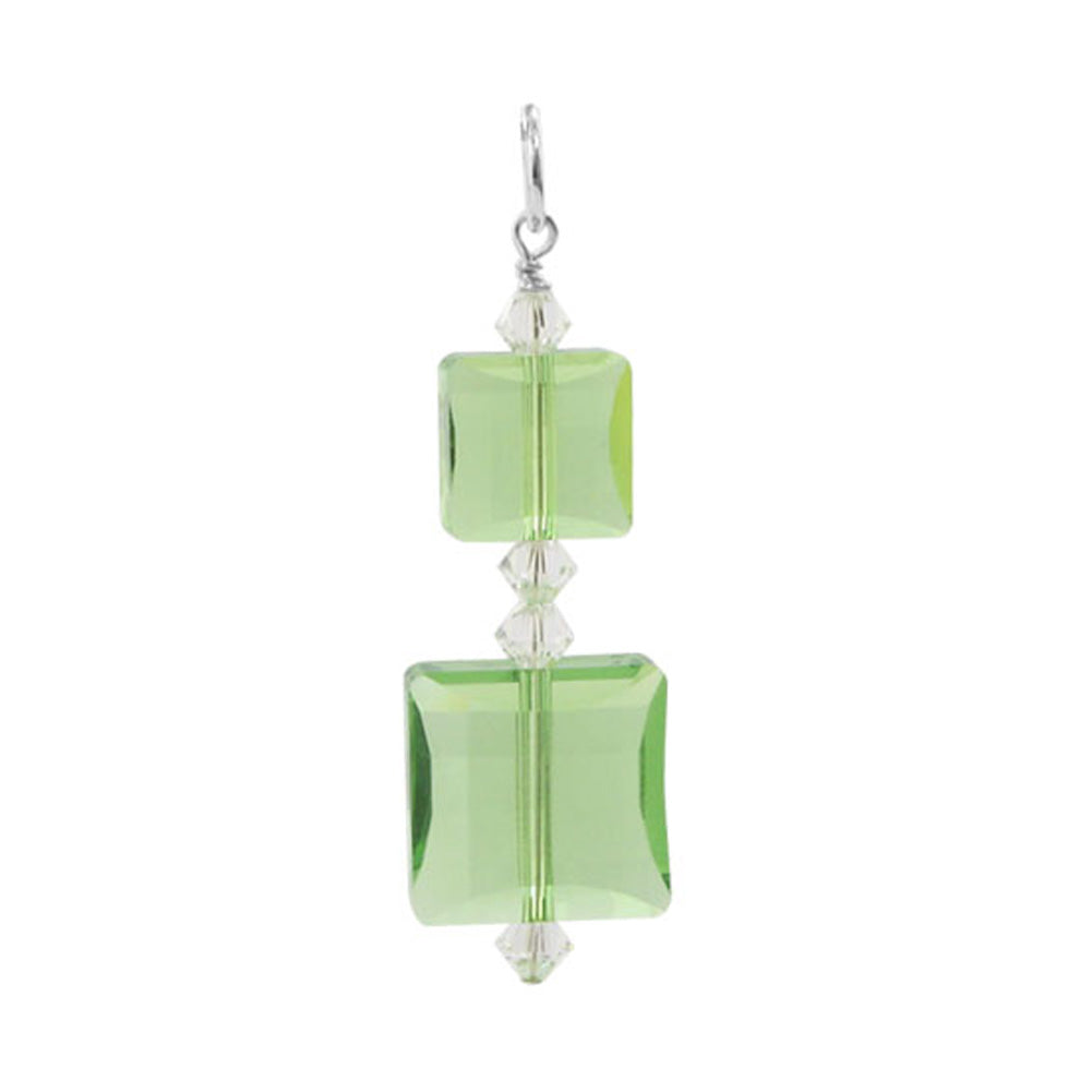 .925 Sterling Silver Pendant with Multi Square Austrian Crystals Elegant Sparkling Necklace Charm
