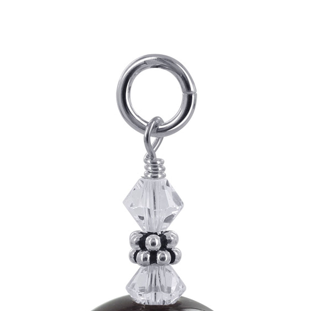 Brown Cats Eye Austrian Crystal Sterling Silver Charm Pendant - Gem Avenue