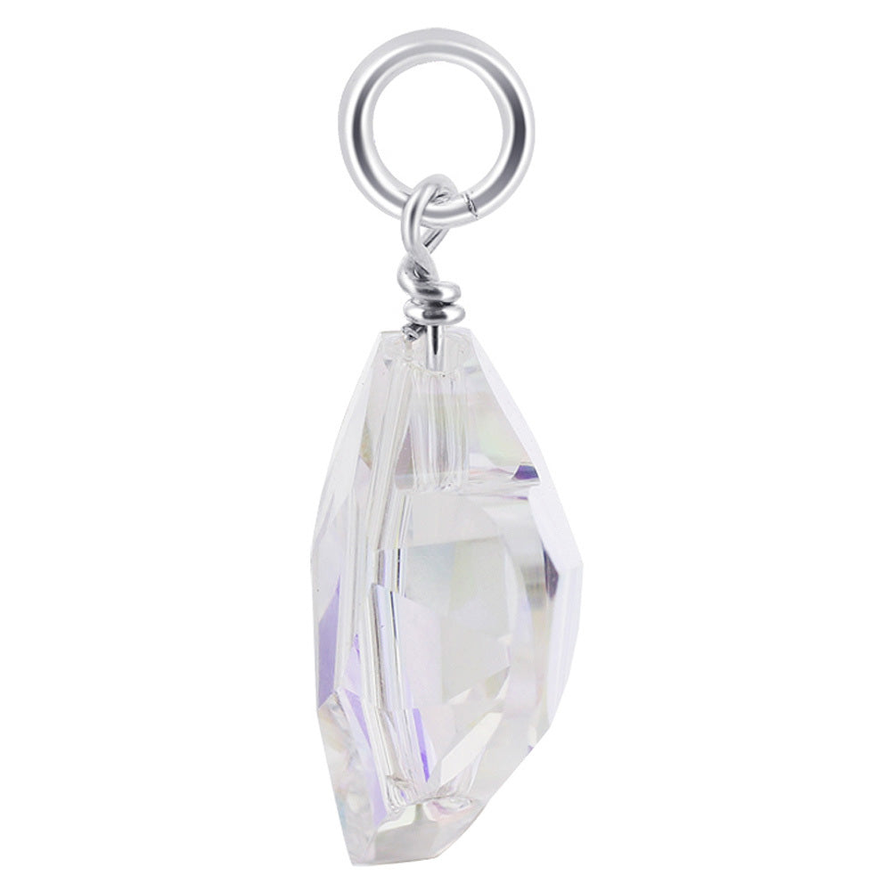 Heart Shape Clear Austrian Crystals Sterling Silver Charm Pendant - Gem Avenue