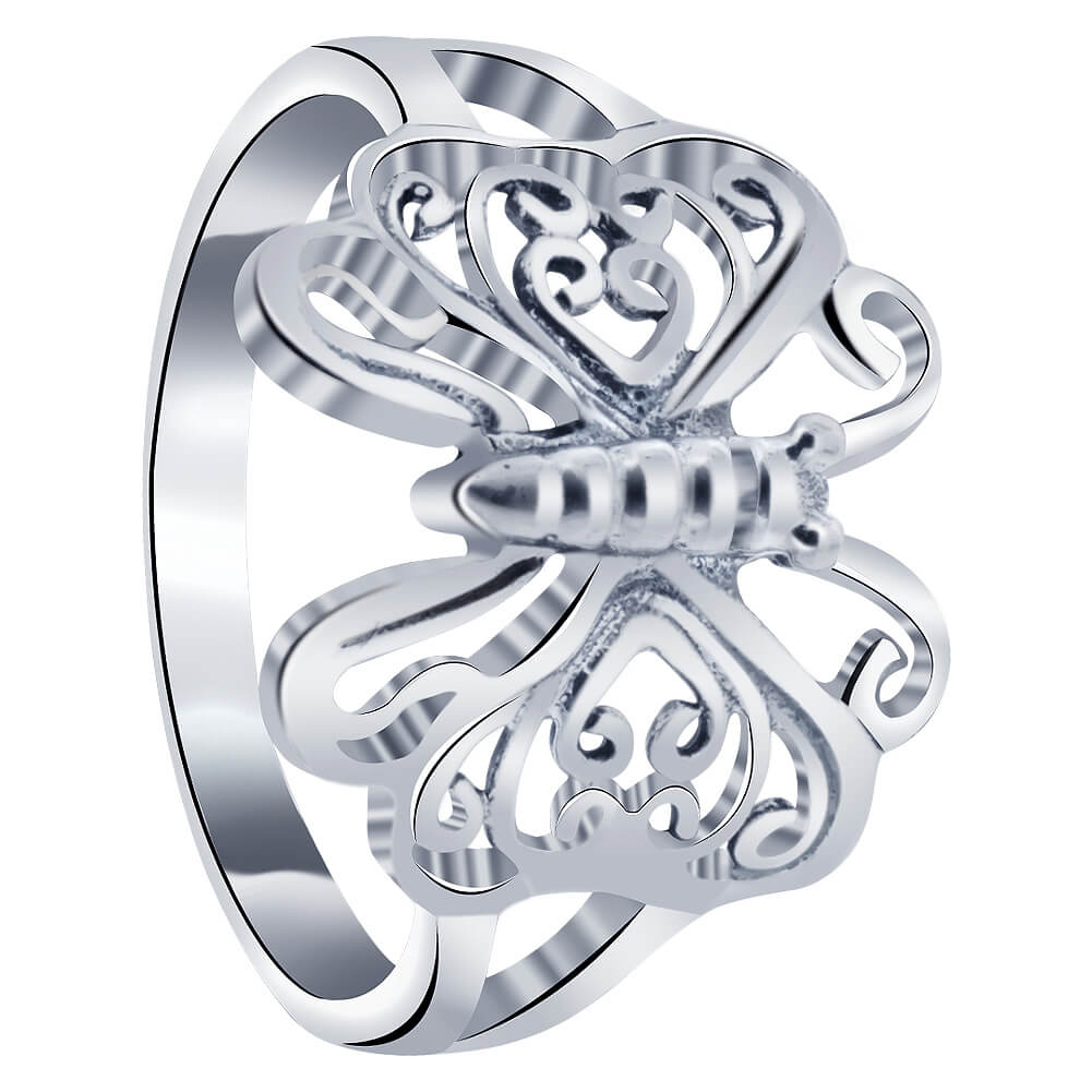 925 Sterling Silver Butterfly Antique Finish Ring - Gem Avenue