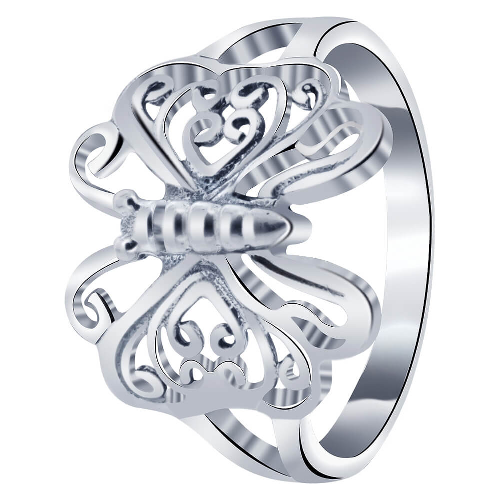 925 Sterling Silver Butterfly Antique Finish Ring - Gem Avenue