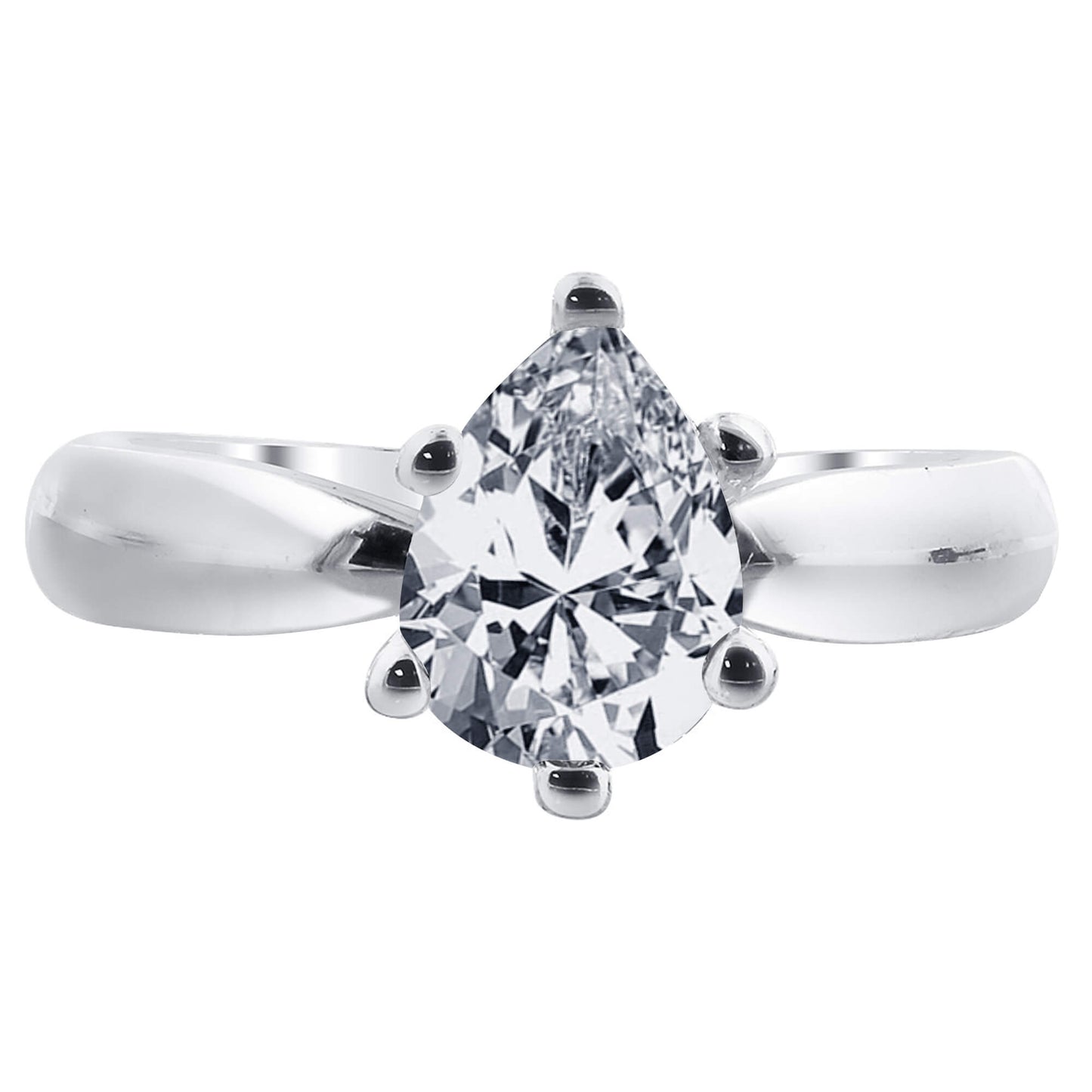 925 Sterling Silver CZ Pear Solitaire Prong Set Ring - Gem Avenue