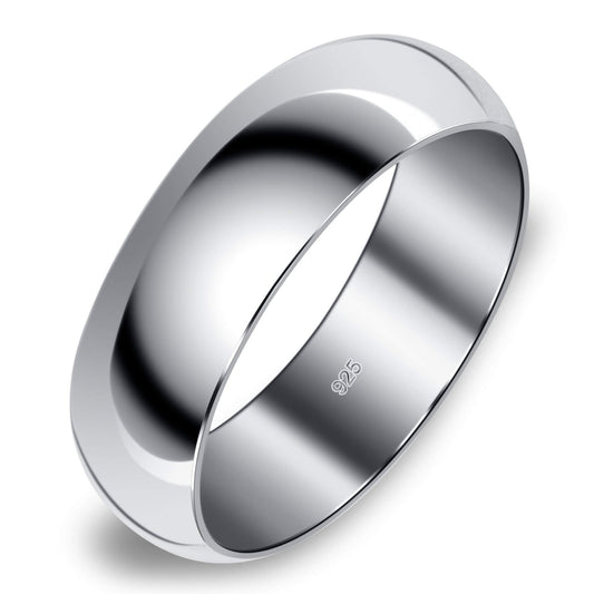 Men's Sterling Silver 8mm Wedding Band Ring - Gem Avenue