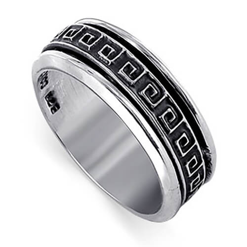 Men's Sterling Silver Maze Design Spinning Band Ring - Gem Avenue