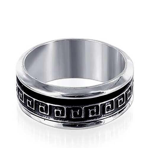 Men's Sterling Silver Maze Design Spinning Band Ring - Gem Avenue