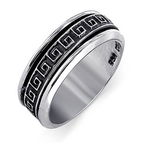 Men's Sterling Silver Maze Design Spinning Band Ring - Gem Avenue