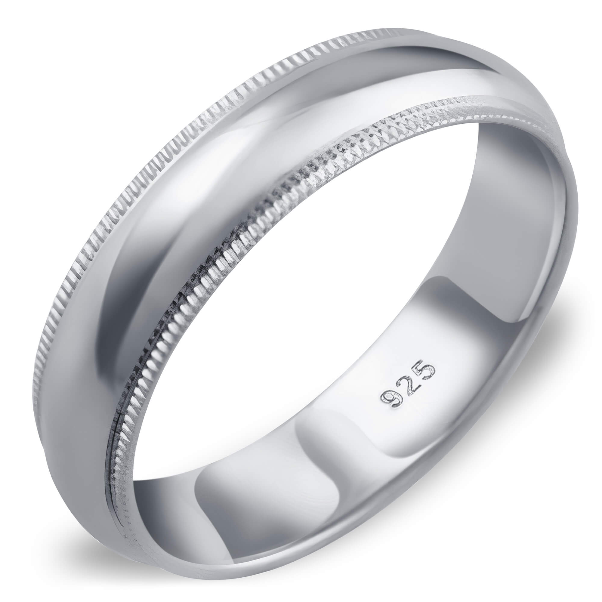 Men's 925 Sterling Silver Full CZ 10mm Wedding Band Ring, Silver, Sizes 8-12, SR121