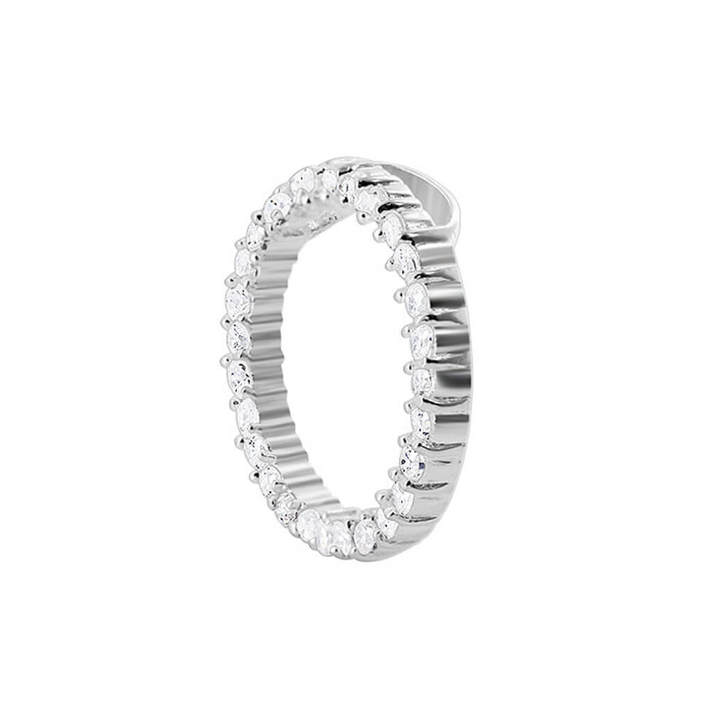 925 Sterling Silver Round CZ Eternity Pendant with Rolo Chain Necklace - Gem Avenue
