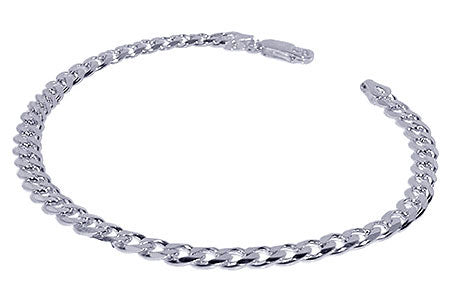 Men's 7–9 inch Sterling Silver Curb Cuban Link Bracelet with Lobster Clasp Durable Handmade Jewelry for Everyday Wear, Gifts & Special Occasions - cur120-b